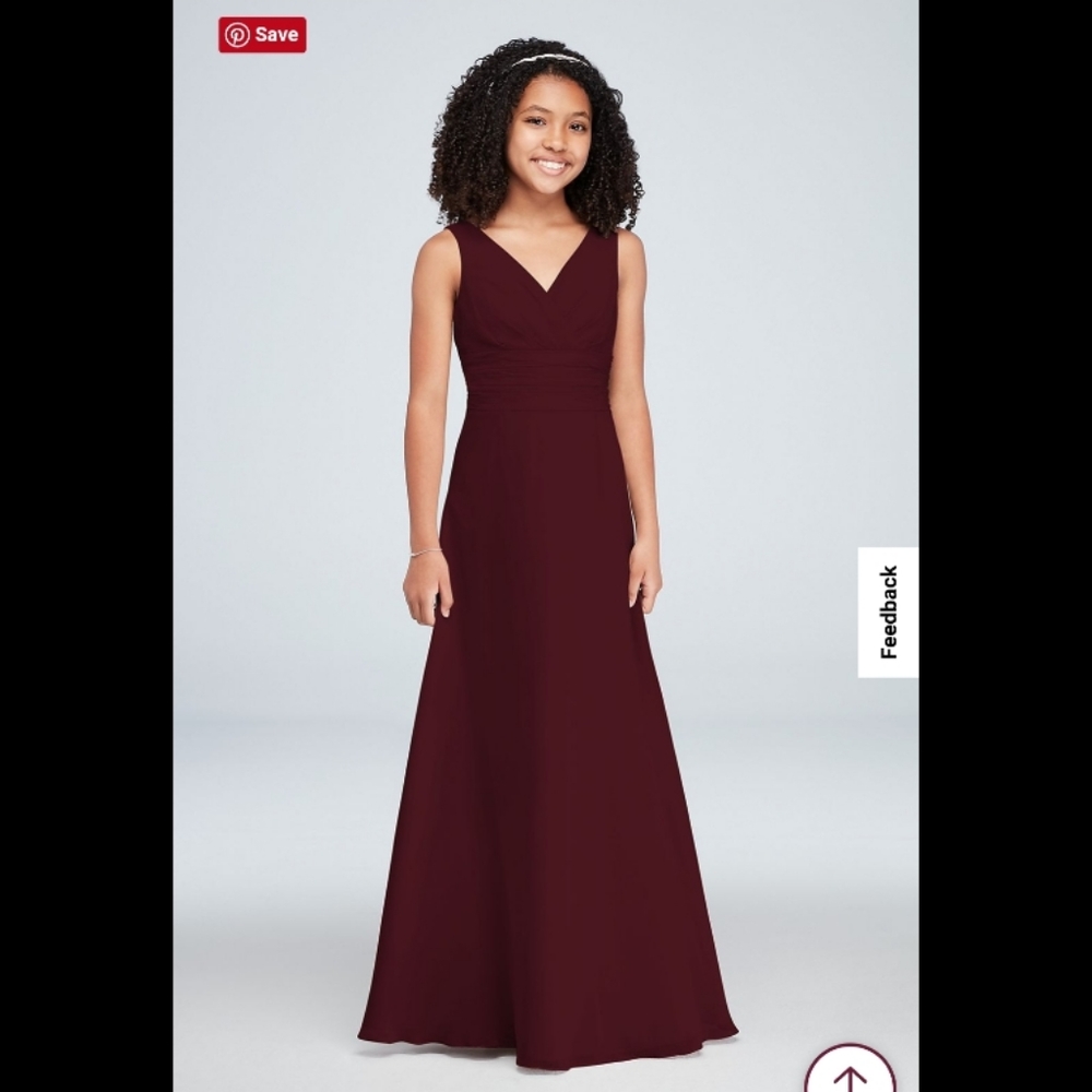 Surplice Tank Chiffon Junior Bridesmaid Dress DAVID'S BRIDAL Color: WINE